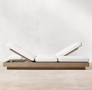 Sillón de teca para exteriores de fácil limpieza, doblemente ajustable, para piscina, cama doble para el día. - Product Image 2