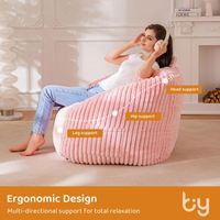 Fauteuil pouf géant contemporain et mignon en velours rose, rembourré en mousse, pour enfants et adultes, idéal pour appartement, centre commercial, villa