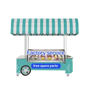 Commercial Hand Push Frozen Gelato Bicycle Beach Mini Mexican Ice Cream Display Cart With Freezer For Sale