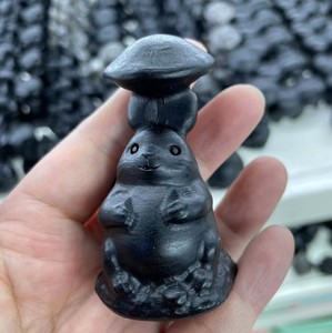 Cristales de obsidiana negra tallados a mano, figuras de animales de cristal, artesanías de cristal para decoración. - Product Image 3