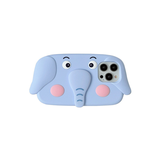 Shockproof Elephant Animal Silicone Holder Mobile Phone Case for Apple iPhone 15 14 13 12 Pro Max 11