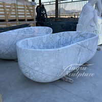 Baignoire en marbre blanc de Carrare sculptée à la main de taille personnalisée pour salle de bain de haute qualité