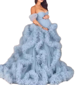 Marabou Boa Boudoir Burlesque Vestido Tul Arrugas Lujoso <span class=keywords><strong>Matrimonio</strong></span> Ropa <span class=keywords><strong>de</strong></span> novia Vestido <span class=keywords><strong>de</strong></span> mañana para fotografía - Product Image 1