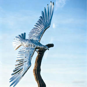 Sculture di Aquile a Grandezza Naturale in <span class=keywords><strong>Acciaio</strong></span> Inossidabile e Marmo, Statue di Animali per Esterni - Product Image 4