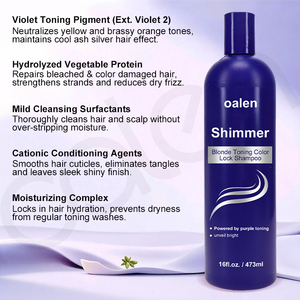 Shampooing Oalen Anti-Jaunissement Couleur Blonde Scintillante pour <span class=keywords><strong>Cheveux</strong></span> Teints, Maintient les Tons Cendrés et Argentés - Product Image 5