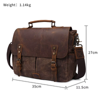 Bolso bandolera de cuero Crazy Horse vintage para hombre, para portátil de 14 pulgadas, maletín de cuero, bolso cruzado de hombro, logotipo personalizado