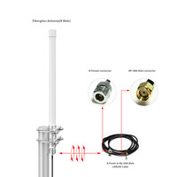 Antenne omnidirectionnelle extérieure étanche IP65 en fibre de verre, personnalisée 433/868/915MHz 2.4G 5.8G Lora WiFi, câble RG316, gain 8dBi