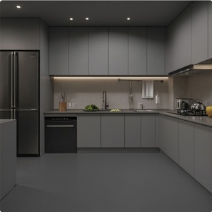 Modern-Style Custom <b>Kitchen</b> Set | Complete Custom Cabinetry | L-Shaped Solid Wood Cabinets | <b>Kitchen</b> with Sink | Tengce TC-1005 - Product Image 4