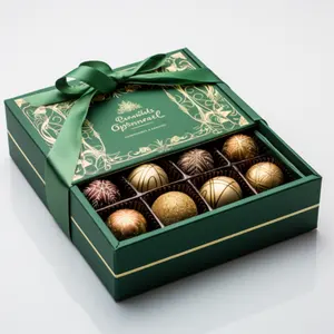 Пользовательские зеленый ящик в форме хрустящих коробок для упаковки шоколада Рождественская коробка для шоколада