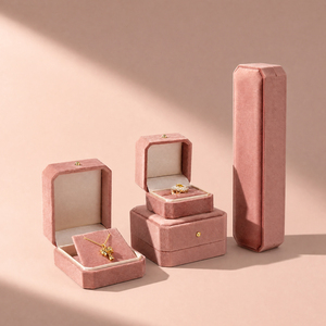Zebopak Dusty Rose Pink Suede Octagon Jewellery <b>Box</b> Set with Ring Bangle <b>Bracelet</b> Christmas Holiday <b>Gift</b> Collection Supplier - Product Image 3