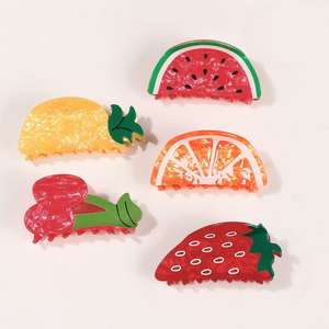 Оптовая продажа: Заколки для волос ZOYU из ПВХ в форме фруктов (арбуз, клубника, апельсин) – милые и креативные аксессуары для волос - Product Image 1