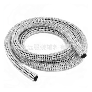 Cadena Decorativa de Aluminio con Malla de Diamantes de Imitación, 10 Filas, Redonda, Negra y Blanca, para Joyería DIY, Accesorios de Ropa, Correa de Hombro - Product Image 4