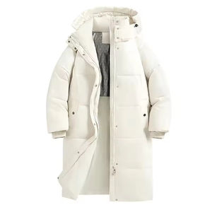 Manteau d'hiver long pour <span class=keywords><strong>homme</strong></span> avec capuche, <span class=keywords><strong>noir</strong></span>, matelassé, très duveteux, personnalisé, vente en gros d'usine, mode extérieure - Product Image 2