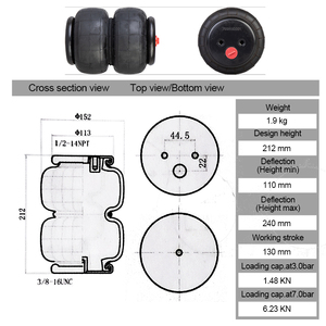 Sospensioni Air Ride Springs Oem2E2500 2500Ib Air Single Port 1/2 "npt universale per la maggior parte dei camion di marca - Product Image 3