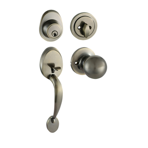 Ensemble de poignées de porte et serrures en alliage de zinc électroplaqué pour hôtels et appartements - Serrure tubulaire à levier robuste à clé, avec clé passe-partout - Product Image 4