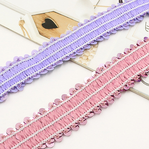 Phong Cách Thời Trang 3Cm Ba Hàng Đầy Màu Sắc Đàn Hồi <span class=keywords><strong>Sequin</strong></span> Cắt Tỉa Cho Tóc Trang Trí Trang Trí May Mặc - Product Image 3