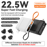 Batterie externe Li-Polymère 22,5 W à charge ultra-rapide avec prise CA pliable et câbles de charge rapide doubles, grande capacité