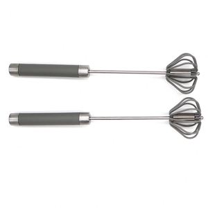 Fouet manuel rotatif en silicone de qualité alimentaire et acier inoxydable, batteur à œufs auto-tournant, ustensile de cuisine, cadeau promotionnel - Product Image 4