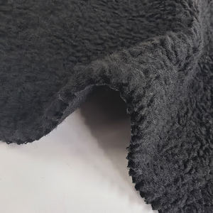 Tissu en polaire sherpa <span class=keywords><strong>berbère</strong></span> thermique 100% polyester de couleur unie noir 340GSM en gros pour veste, vêtements pour enfants, literie - Product Image 3