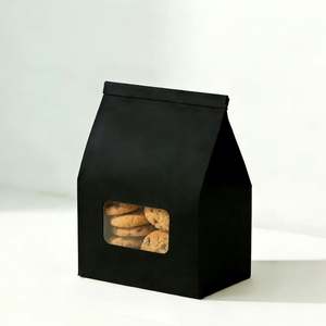 Bolsas de Papel Kraft Negras Personalizadas con Ventana Transparente y Cierre Autoadhesivo para Pasteles, Bocadillos y Aplicaciones Similares - Product Image 6