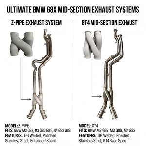 Sistema de escape intermedio Vortex Performance Z Pipe y GT4 para BMW M3 G80 M4 G82 G83 M2 G87 con motor S58, sonido de carreras de longitud igualada, mejora de rendimiento. - Product Image 1