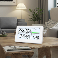 Horloge intelligente d'intérieur avec fonction de charge, Wi-Fi, thermomètre numérique sans fil, hygromètre, prévisions météo C/F, blanche