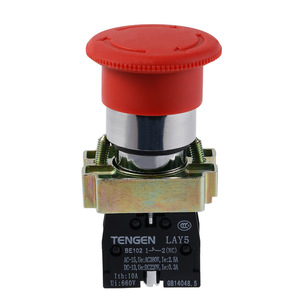 Tengen LAY5 Emergency Stop <b>Button</b> Red Mushroom Head Self-Locking Metal Push <b>Button</b> Switch IP40 AC/DC 220V - Product Image 4