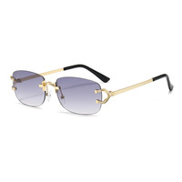 QiangYu RQ Nouvelles Lunettes de Soleil Sans Monture Design Carré Minimaliste Européen et Américain Modèle Unisexe Tendance 810