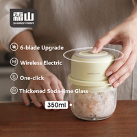 Hachoir Électrique Sans Fil Portable SHIMOYAMA en Acier Inoxydable pour Aliments, Mini Hachoir à Ail