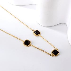 New Fashion Stainless Steel Natural Stone <b>Opal</b> Crystal Square Pendant <b>Necklace</b> for Women Femme Bijoux Acier Inoxydable - Product Image 6