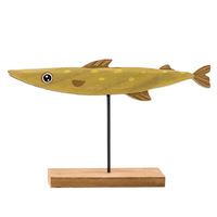 Ornements animaux colorés en bois de pin de style méditerranéen, décorations de petits poissons à thème marin pour salon, anniversaire