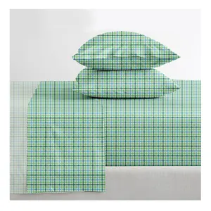 New arrival microfiber print geometric plaid strip bedding 4 pcs bamboo cotton bedroom sets sheets