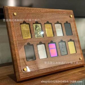 Expositor de Encendedores de Madera, Soporte de Madera Maciza con Tapa de Acrílico, Organizador de Escritorio, Estuche de Colección - Product Image 2