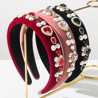 Serre-tête de luxe en velours baroque noué, orné de cristaux et strass exquis, accessoire capillaire glamour pour banquets