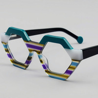 A10043 Montures optiques de prescription en acétate à monture complète, style punk octogonal, patchwork multicolore, haut de gamme et tendance