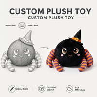 Peluches personnalisées OEM, mignonnes poupées en peluche d'Halloween, jouets en peluche araignée d'Halloween en gros, peluches araignées douces personnalisées en gros