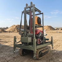 Foreuse portable diesel sur roues pour puits d'eau, petite machine de forage économique avec moteur 220V, pompe et boîte de vitesses incluses, profondeur max. 200m