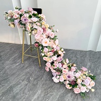 Décoration Artisanale Artificielle de Table Longue Rose et Violette en Soie pour Hôtels, Mariages, Saint-Valentin, Banquets et Festivals (Importée)