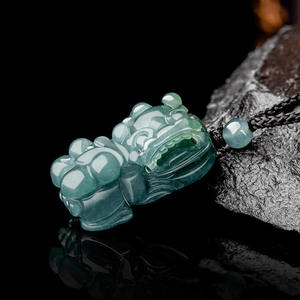 Pendentif en jadéite naturelle Pixiu, jade bleu eau, UNISEXE, besties mythiques, style chinois, cadeau avec certificat d'évaluation PX59 - Product Image 2