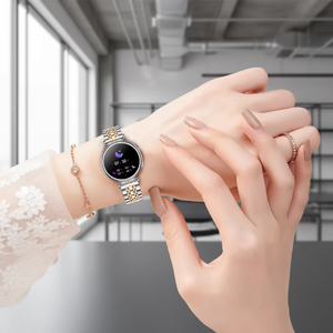 นาฬิกาสมาร์ทวอทช์ I109-2 สำหรับผู้หญิง ของขวัญแต่งงาน นาฬิกาสมาร์ทวอทช์ดีไซน์หรูหรา โทรออกผ่านบลูทูธ หน้าปัดเพชร ตัวติดตามสุขภาพสำหรับผู้หญิง สายสแตนเลสสตีล - Product Image 1