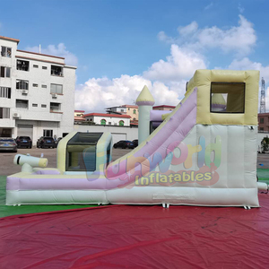 Pastel color <b>inflatable</b> playground combo slide with splash pool bounce house waterslide - Product Image 4