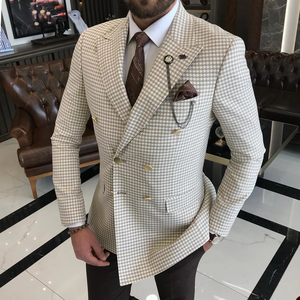 Trajes de hombre ajustados con doble botonadura a medida, boda de esmoquin de pata de gallo, novio, fiesta de negocios, graduación, mejor chaqueta para hombre, disfraz para hombre - Product Image 2