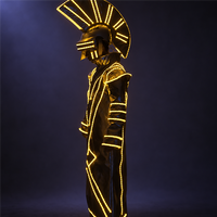 Costume d'Empereur Romain Lumineux à LED, Robe de Service de Bouteilles pour Boîte de Nuit, Casque de Guerrier Lumineux, Tenue de Danse pour Spectacles sur Scène de Bar KTV