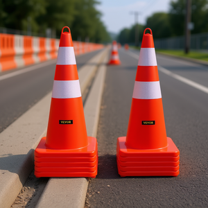 Cono Stradale 12 x 28 Pollici Riflettente ad Alta Intensità con Base Appesantita per la Sicurezza Stradale - Product Image 2