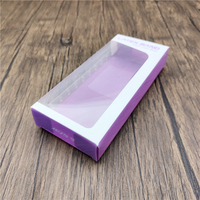 Boîte en plastique transparente violette avec bordure blanche et fenêtre semi-transparente, boîte d'emballage anti-rayures pour accessoires de bandes en latex