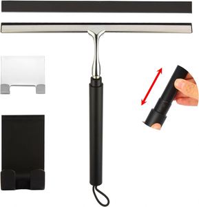 Stainless Steel Eco-Friendly Shower Squeegee with Long Handle and Extension Pole for Window Glass Floor & Car Use - Product Image 1