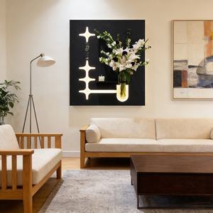 Decoración Moderna para Sala de Estar, Arte Mural 3D de Lujo, Tallado en Madera, Relieve Decorativo, Pintura Mural Hecha a Mano, Pintura Personalizada en Piedra Arenisca - Product Image 5