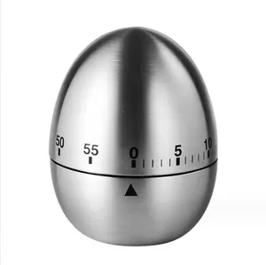 Egg Kitchen Timer Stainless Steel Mechanical Rotating Alarm 60 Minutes Count Down Timer for Cooking Learning