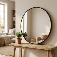 Grand miroir décoratif moderne en alliage d'aluminium, cadre noir, pour entrée de maison, chambre, salon, installation facile