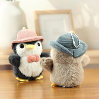 Peluche créative petit pingouin avec casquette, accessoires porte-clés unisexe pour couples avec nœud papillon, en coton PP, 11CM-30CM